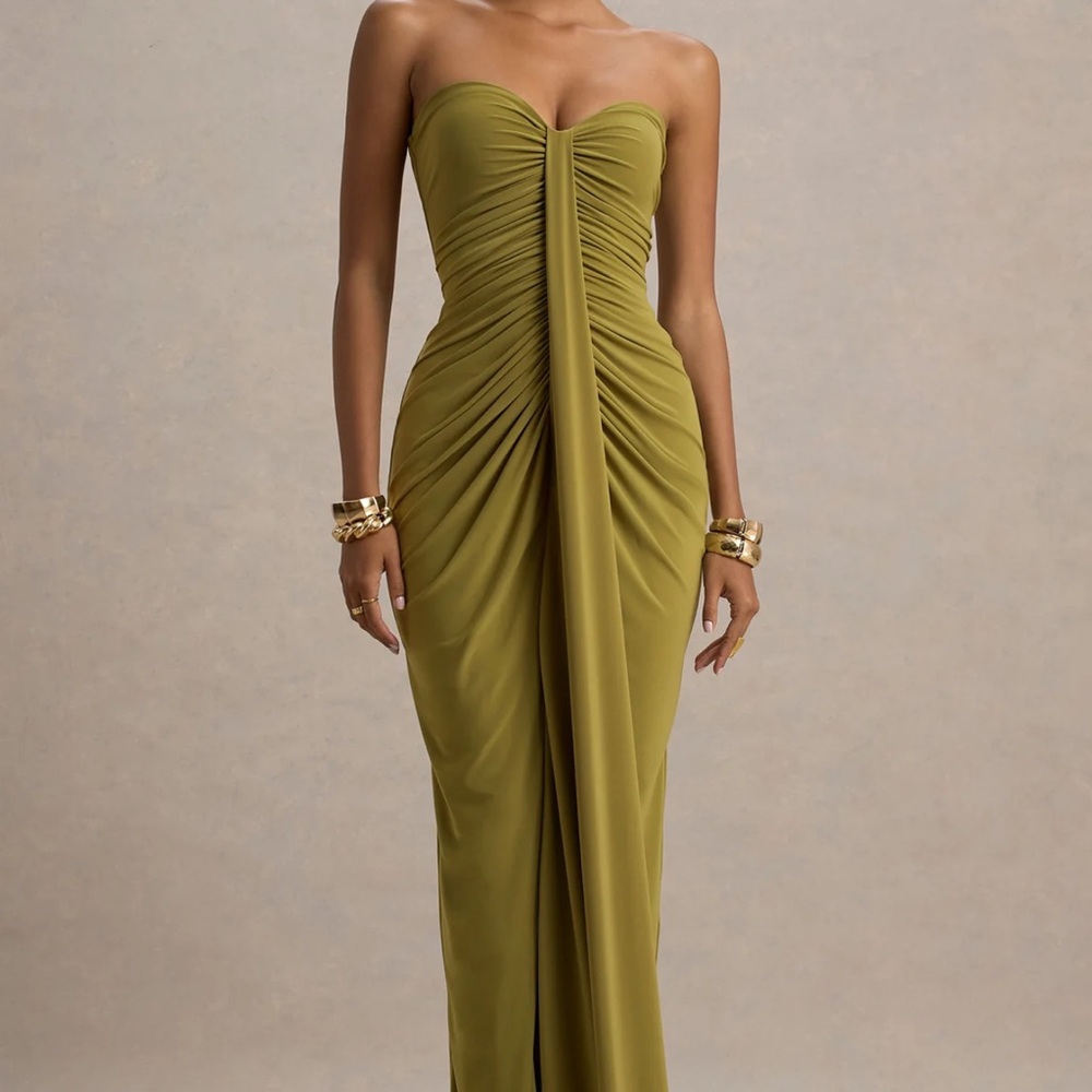 Club L London Strapless Olive Dress